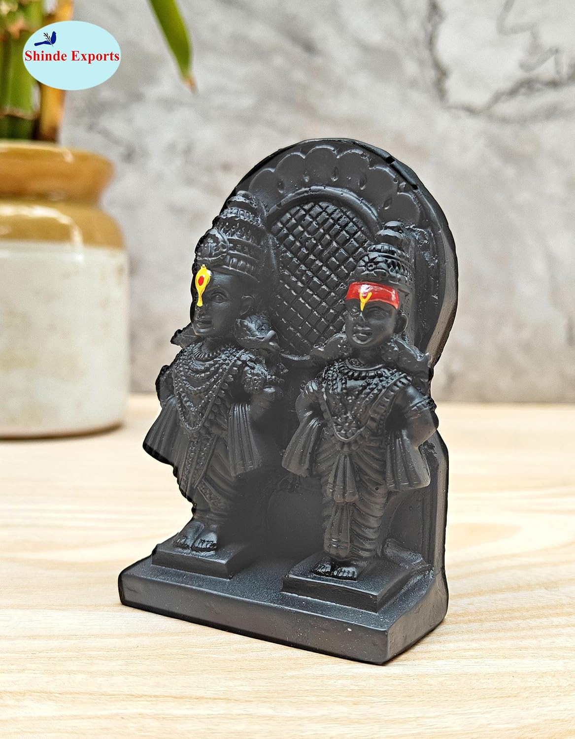 SHINDE EXPORTS vithal rukmini murti Idol for car vitthal rakhumai panduranga Statue Small Size 4 inches