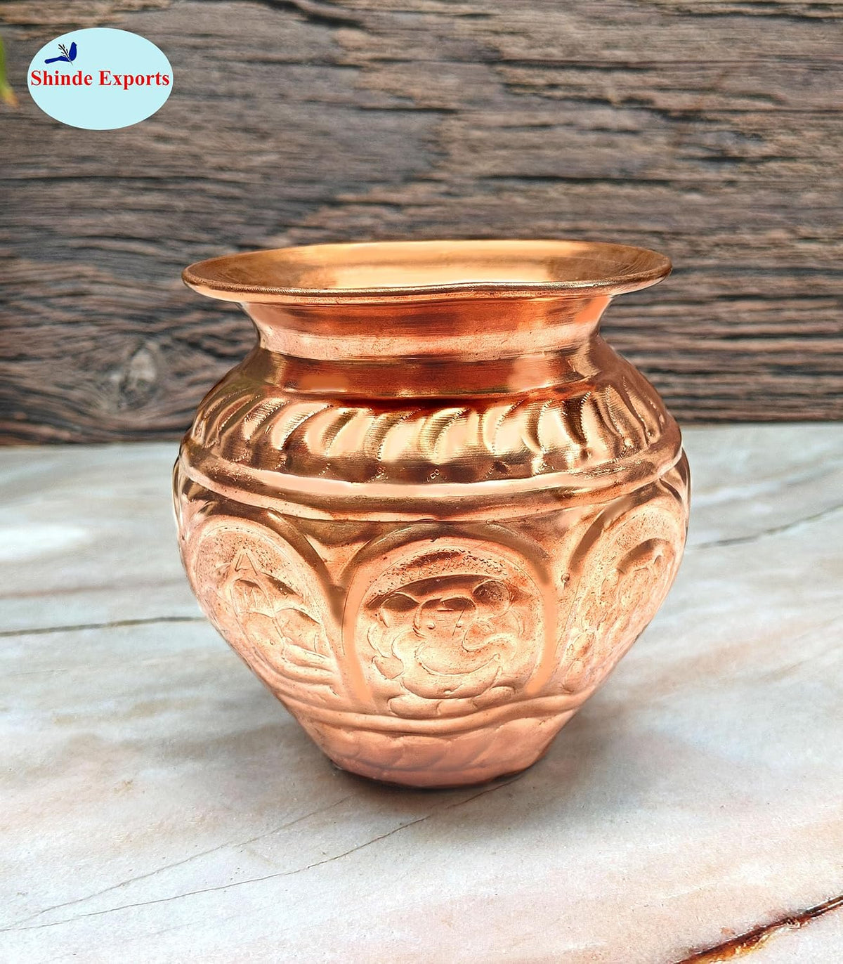 SHINDE EXPORTS Small Size Copper tamba lota Kalash for puja Drinking Water Pooja (Ganesh lota 11cm)