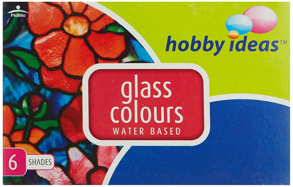 Fevicryl Hobby Ideas Glass Colours Water Based-6 Shades, Multicolor