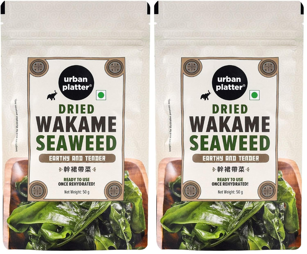 Urban Platter Dried Wakame Seaweed, 50g (Easy to Rehydrate | Mild, Umami Flavour | Asian Kitchen Essential) (Pack of 2)
