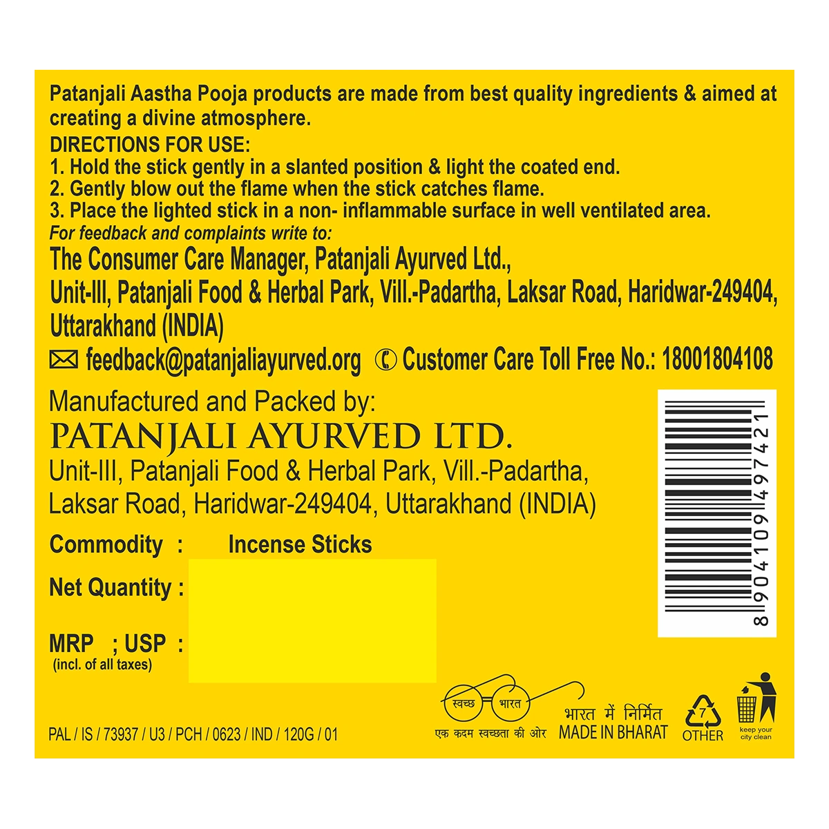 Patanjali Aastha Premium White Stick Fruitpunch Agarbatti