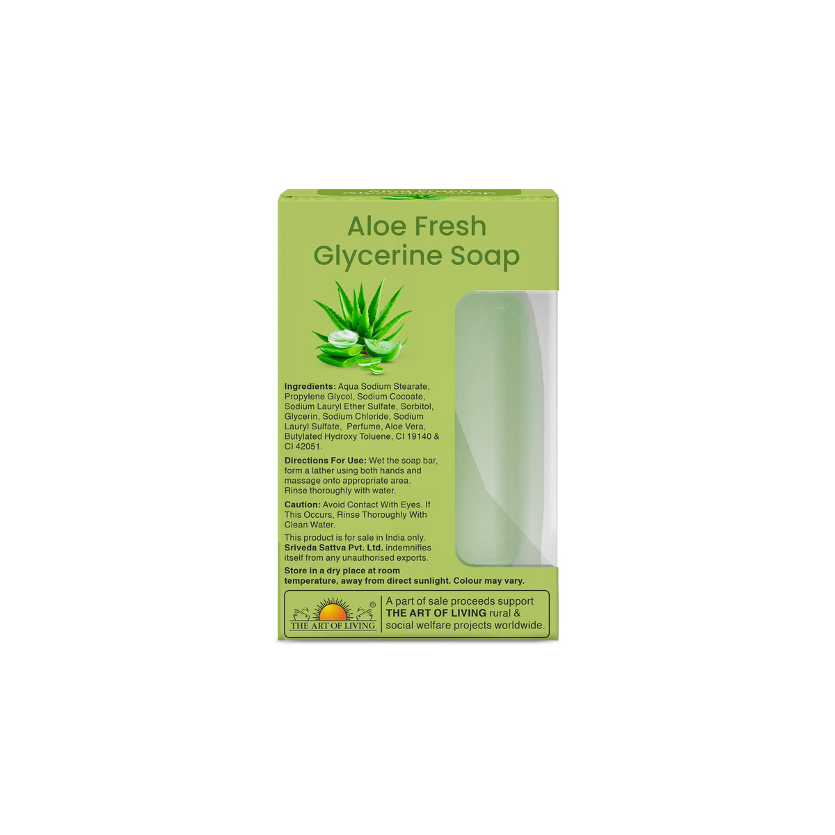 Sri Sri Tattva Aloe Fresh Glycerine Soap | For Soothing Skin | 125 g Each | Pack of 4