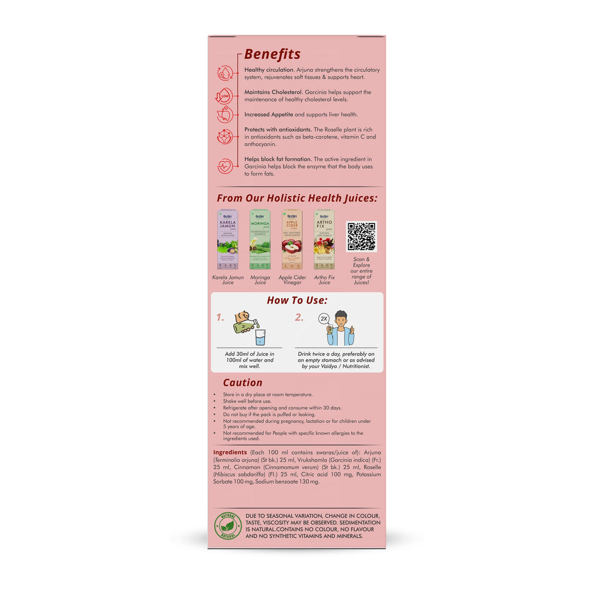 Sri Sri Tattva Arjuna Garcinia Juice - Cardio Tonic | Maintains Cholesterol & Healthy Blood Circulation | 1 L