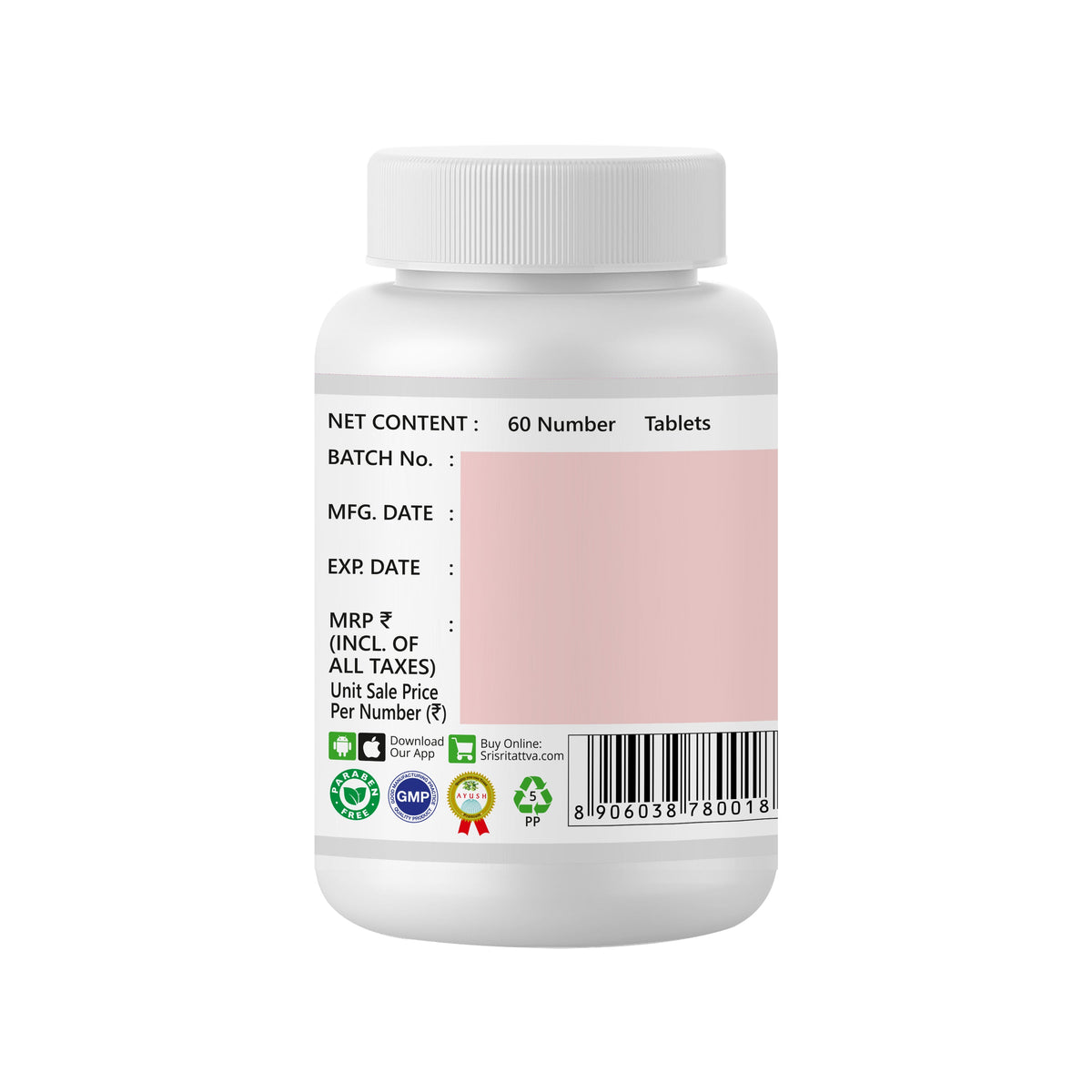 Sri Sri Tattva Ashwagandhadi Tablet - Vata Rogas, 60 Tabs | 500 mg