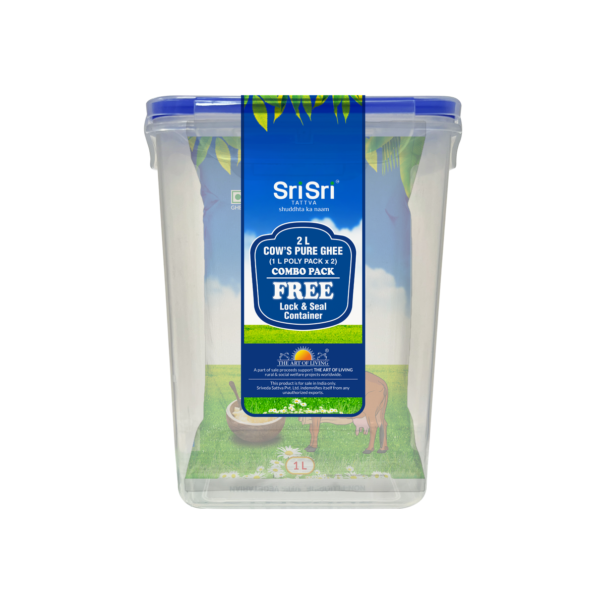 Sri Sri Tattva Cow’s Pure Ghee, Pouch 2 L With Container