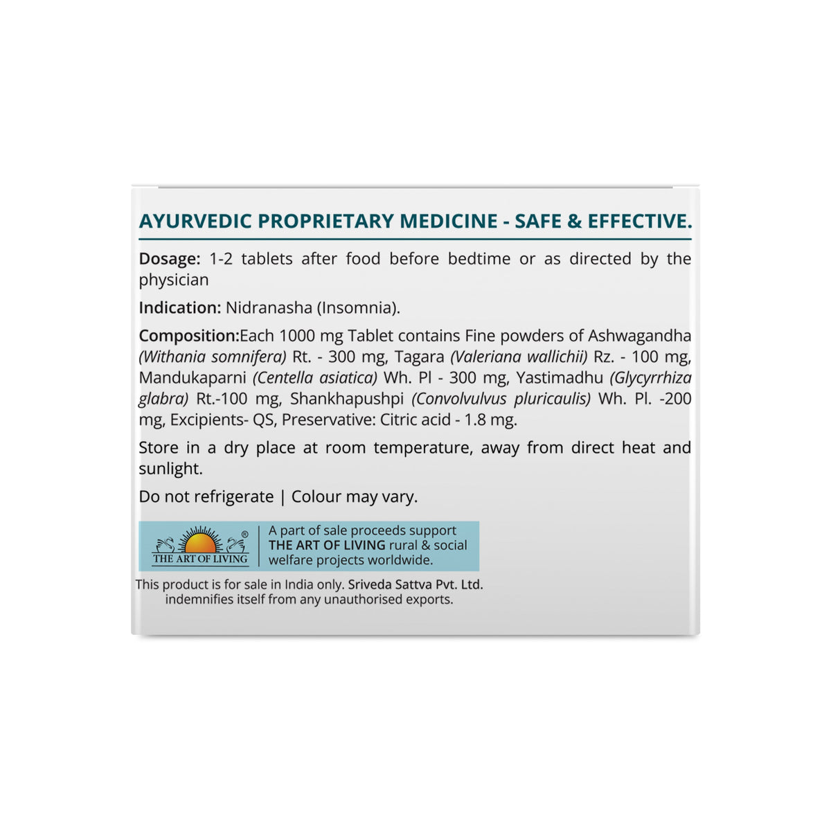 Sri Sri Tattva DEEP-SLP Tablets for Better Sleep | 1000 mg
