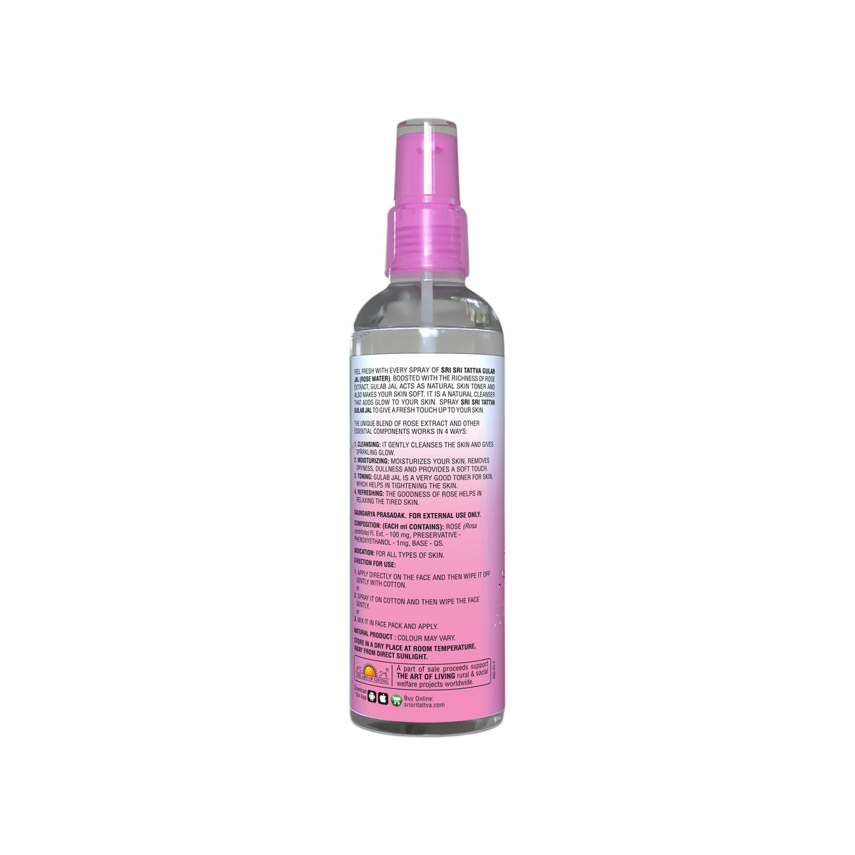 Sri Sri Tattva Gulab Jal - Premium Rose Water | Toner Cleanser Moisturizer | Spray Bottle | 300 ml