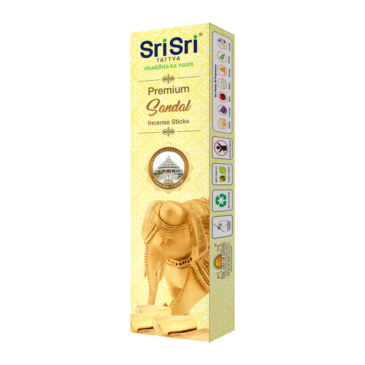 Sri Sri Tattva Premium Sandal Incense Sticks For Pooja | 55 Agarbatti Sticks | Fragrances – Natural Sandal | 100 g