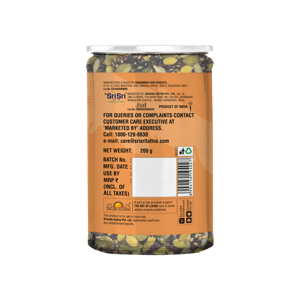 Sri Sri Tattva TRUE CREW Roasted 7 in 1 Seed Mix With Fruit Bottle 200 g