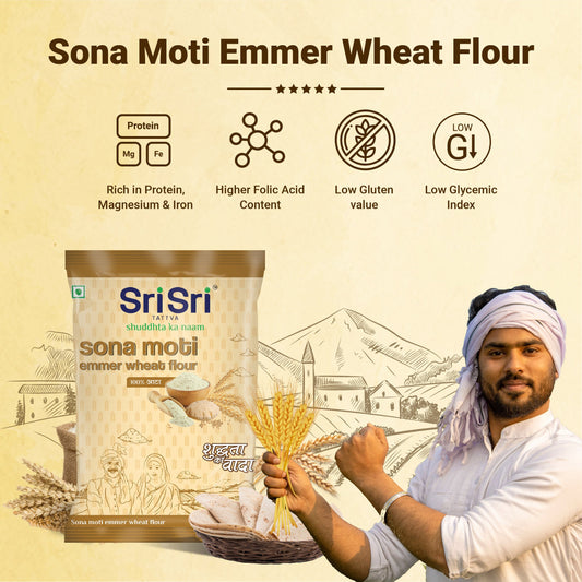 Sri Sri Tattva Sona Moti Emmer Wheat Flour, 2 kg