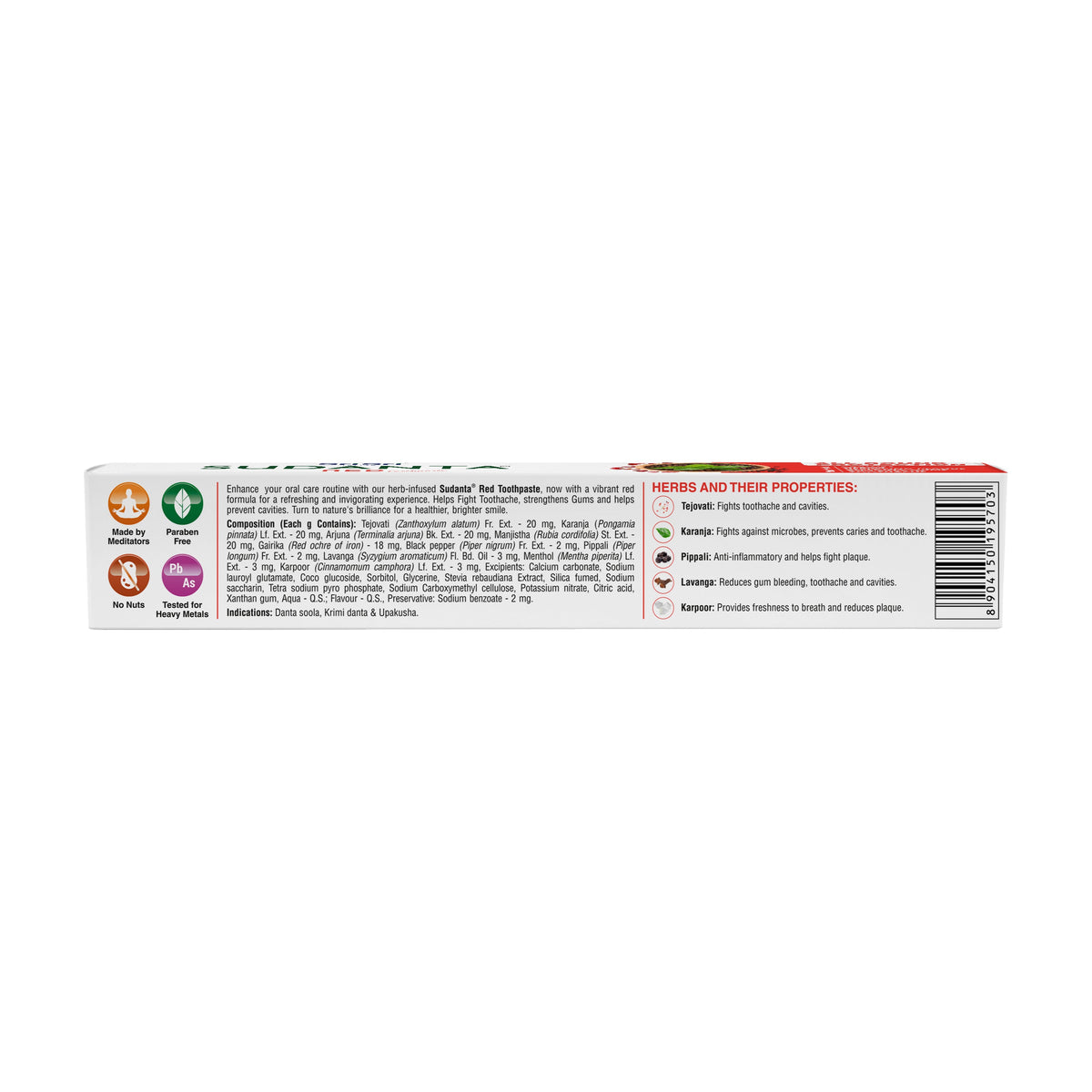 Sri Sri Tattva Sudanta Red Toothpaste - Non - Fluoride - 100% Vegetarian, 200 g