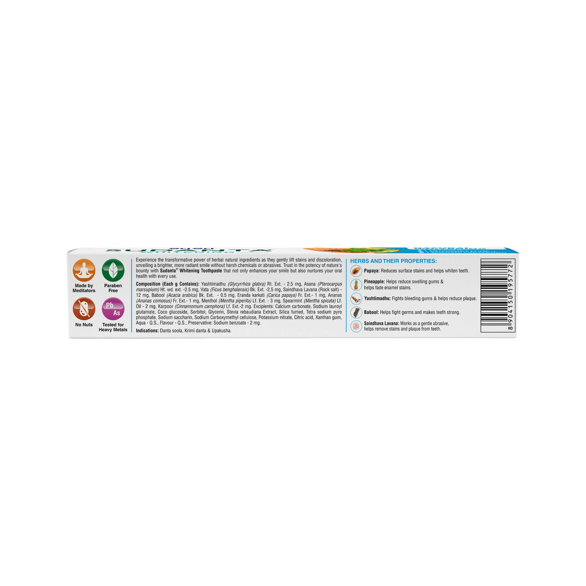 Sri Sri Tattva Sudanta Whitening Toothpaste - Non - Fluoride - 100% Vegetarian, 150 g