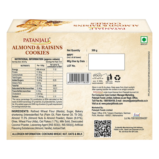 Patanjali Almond & Raisins Cookies