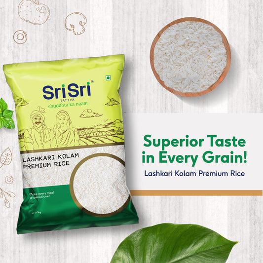 Sri Sri Tattva Lashkari Kolam Premium Rice, 1 kg