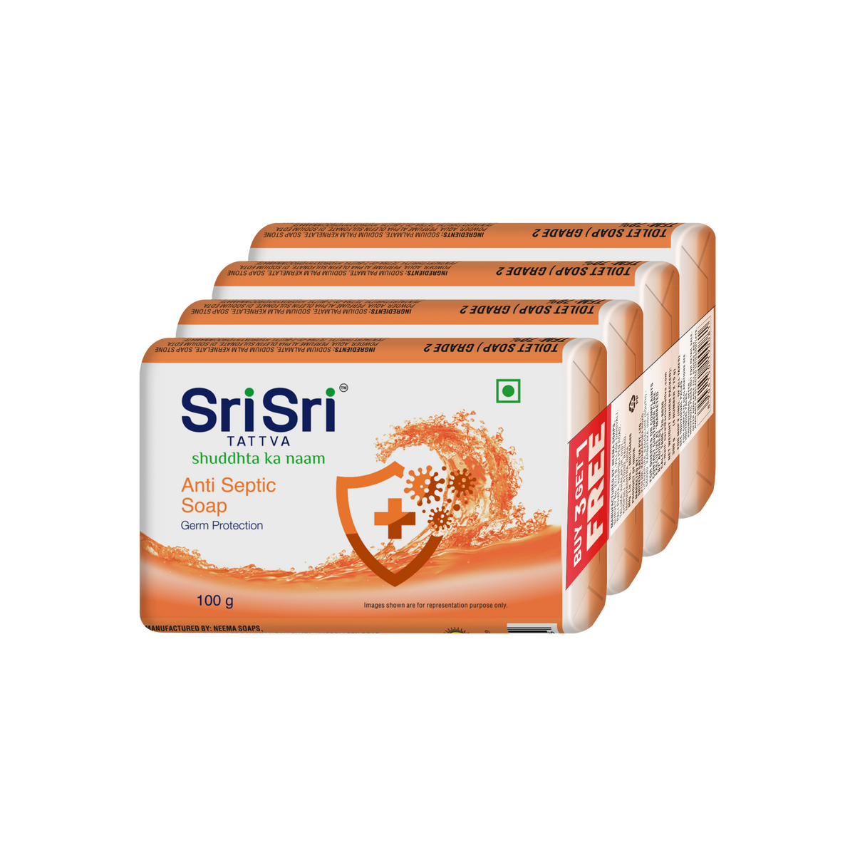 Sri Sri Tattva Anti Septic Soap | For Germ Protection | 100 g Each