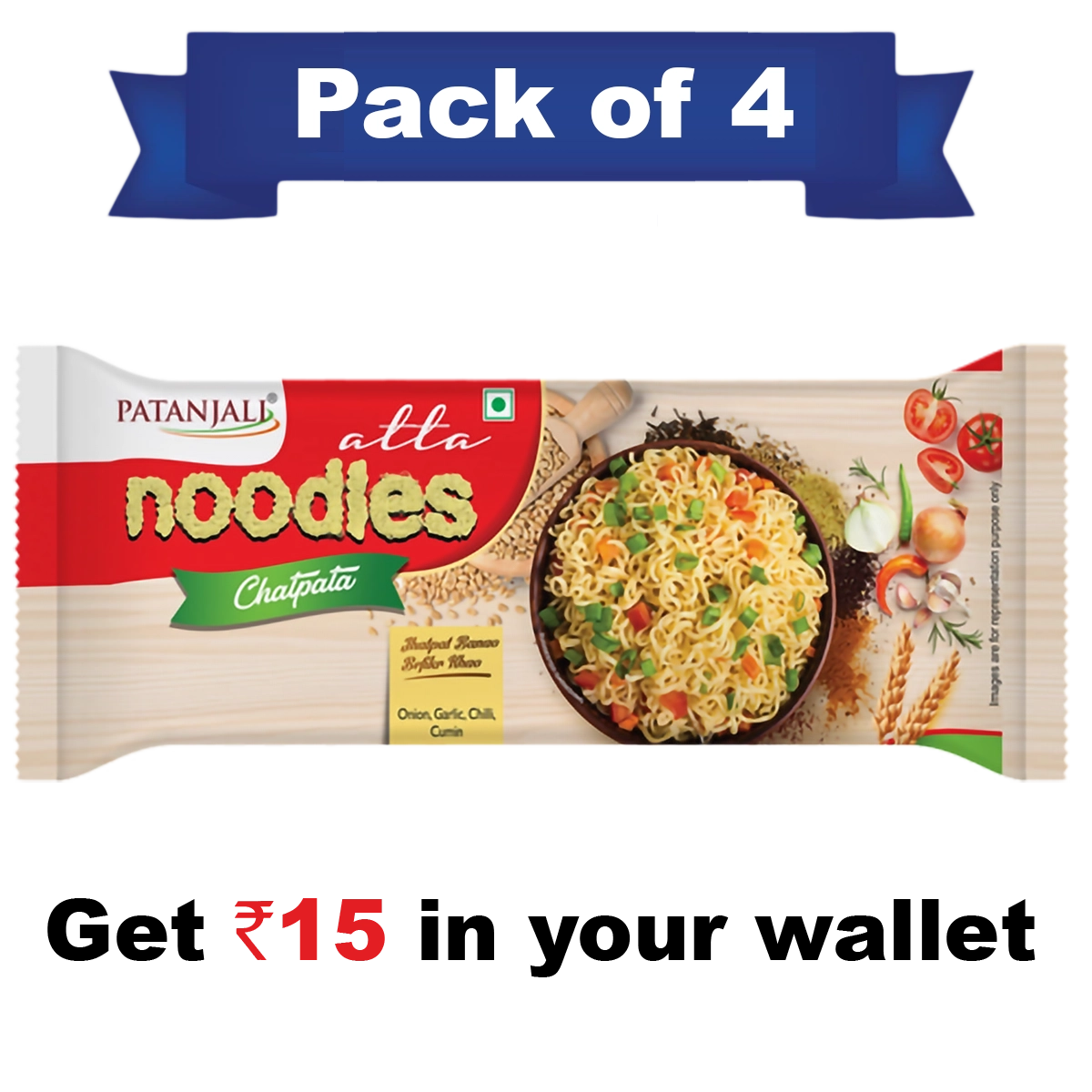 Patanjali Pack of 4- Atta Noodles Chatpata 240 g
