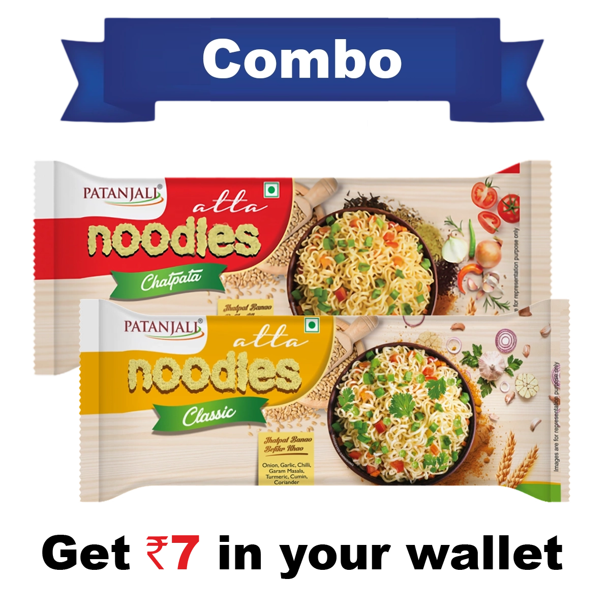 Patanjali Combo- Atta Noodles Chatpata 240 g+Atta Noodles Classic 240 g