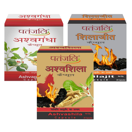 Patanjali Vitality Booster Combo- Shilajit 11 g(Strip)+Ashwagandha 11g(Strip)+Ashwashila 11g(Strip)