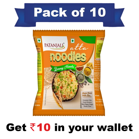 Patanjali Pack of 10- Atta Noodles Yummy Masala 60g