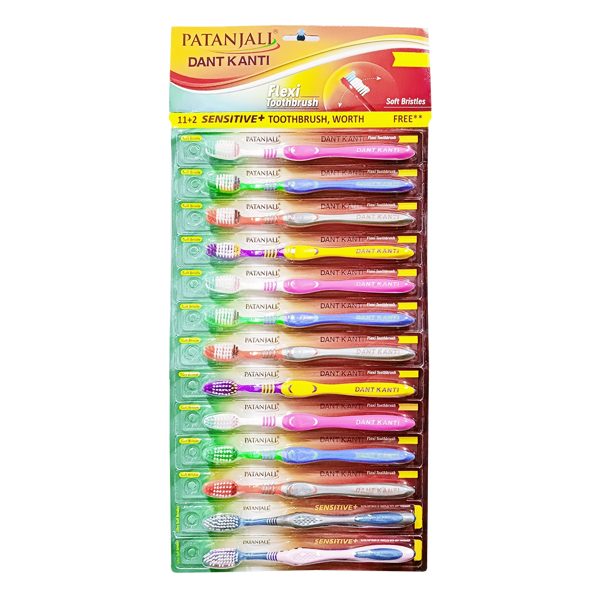 Patanjali Dk -Flexi Toothbrush Hanger (11 N Flexi +2 N Sensitive+ Toothbrush)
