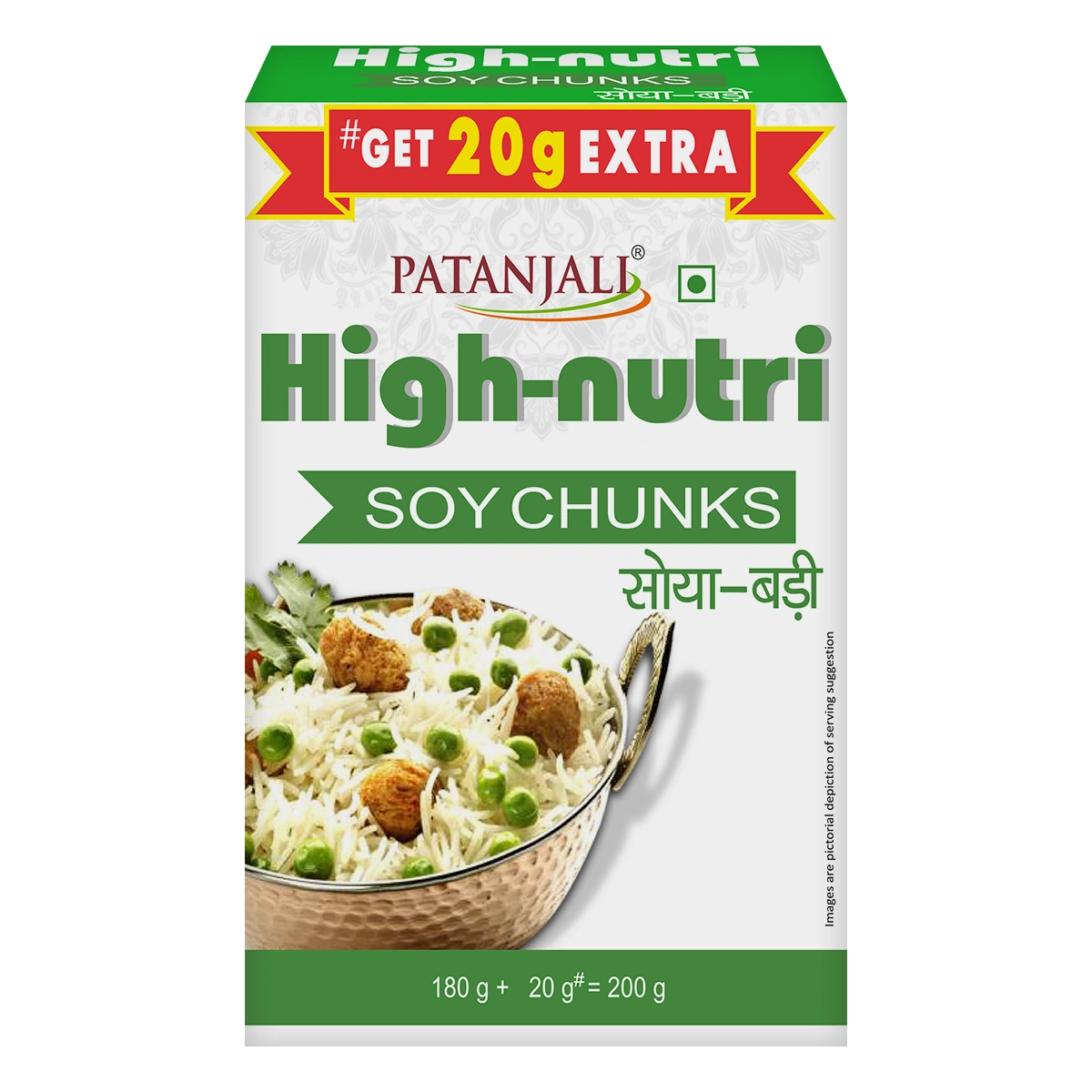 Patanjali Soya Nutri Chunks 180G + 20G