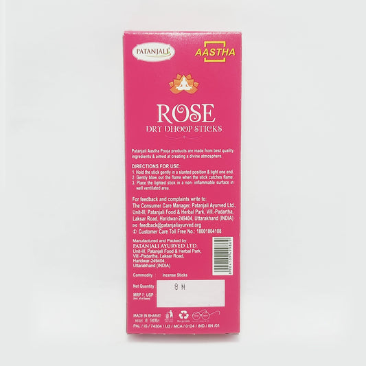 Patanjali Aastha Dry Dhoop Sticks Rose -8 N