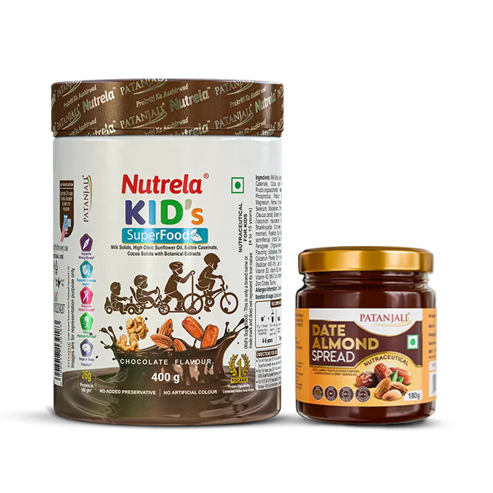 Patanjali Nutrela Kid’s Superfood 400g + Patanjali Date Almond Spread 180g