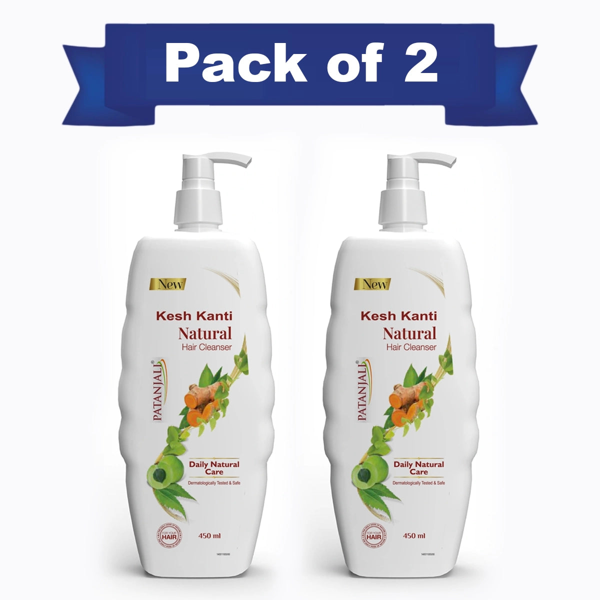 Patanjali Kesh Kanti Hair Cleanser Natural 450 ml (Pack Of 2)