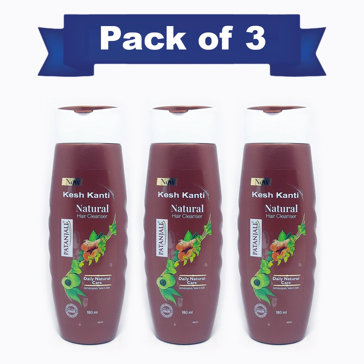 Patanjali Kesh Kanti Hair Cleanser Natural 180 ml (Pack Of 3)