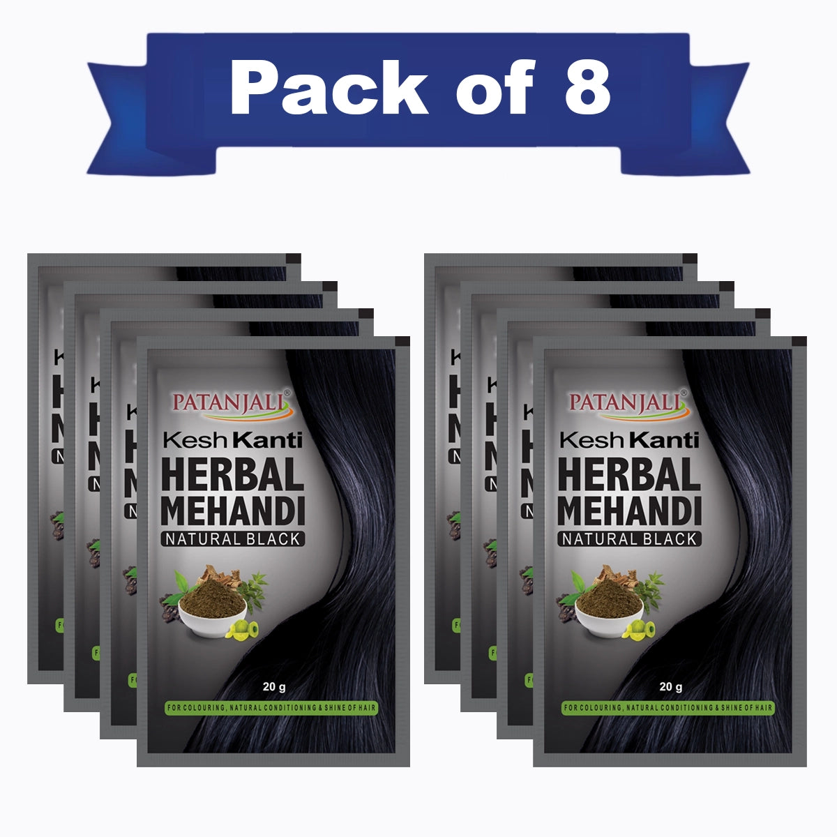 Patanjali Kesh Kanti Herbal Mehandi (Natural Black) (Pack Of 8)