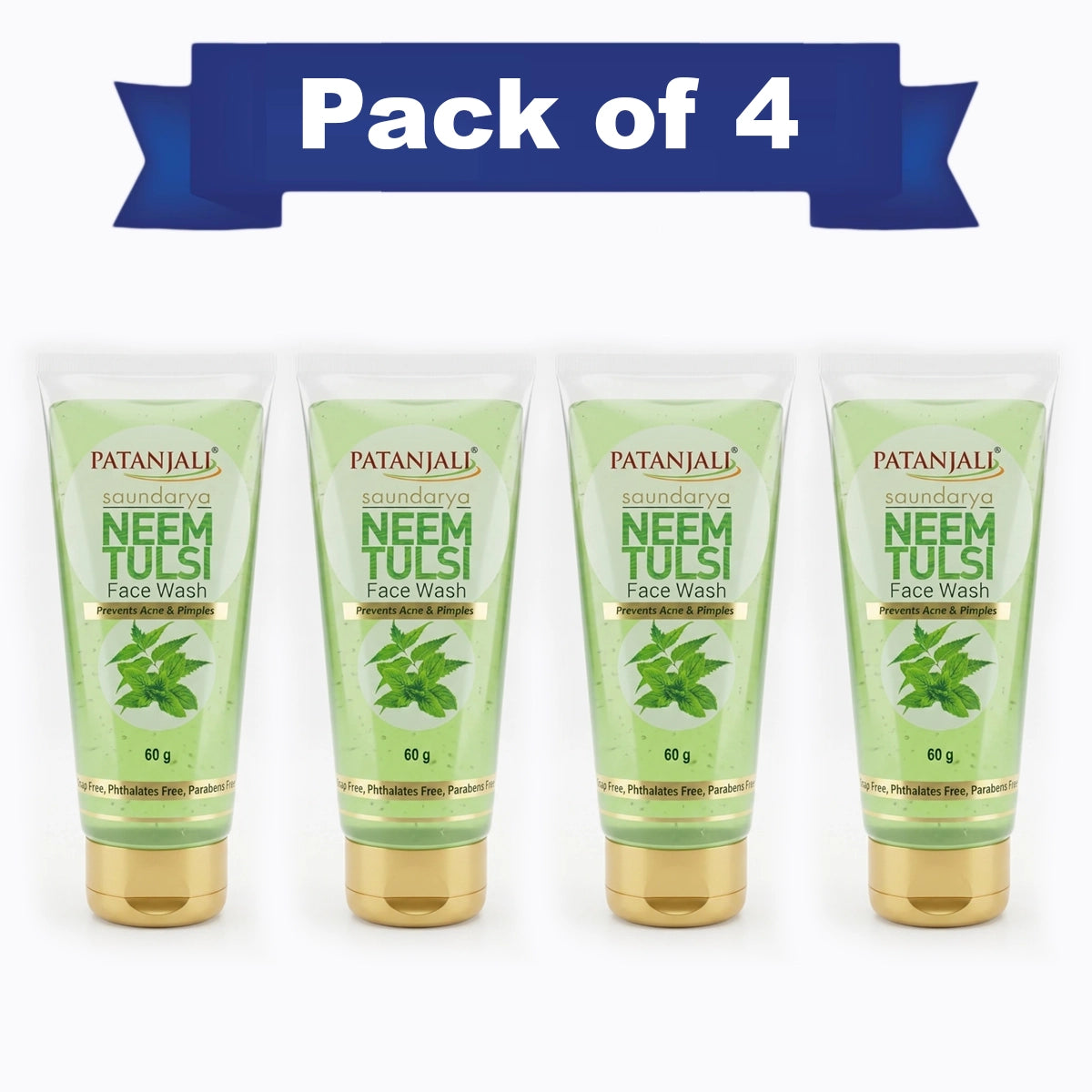 Patanjali Saundarya Neem Tulsi Face Wash 60G (Pack Of 4)