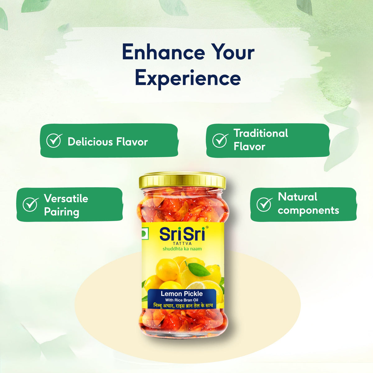 Sri Sri Tattva Lemon Pickle - Rice Bran Oil, 300 g