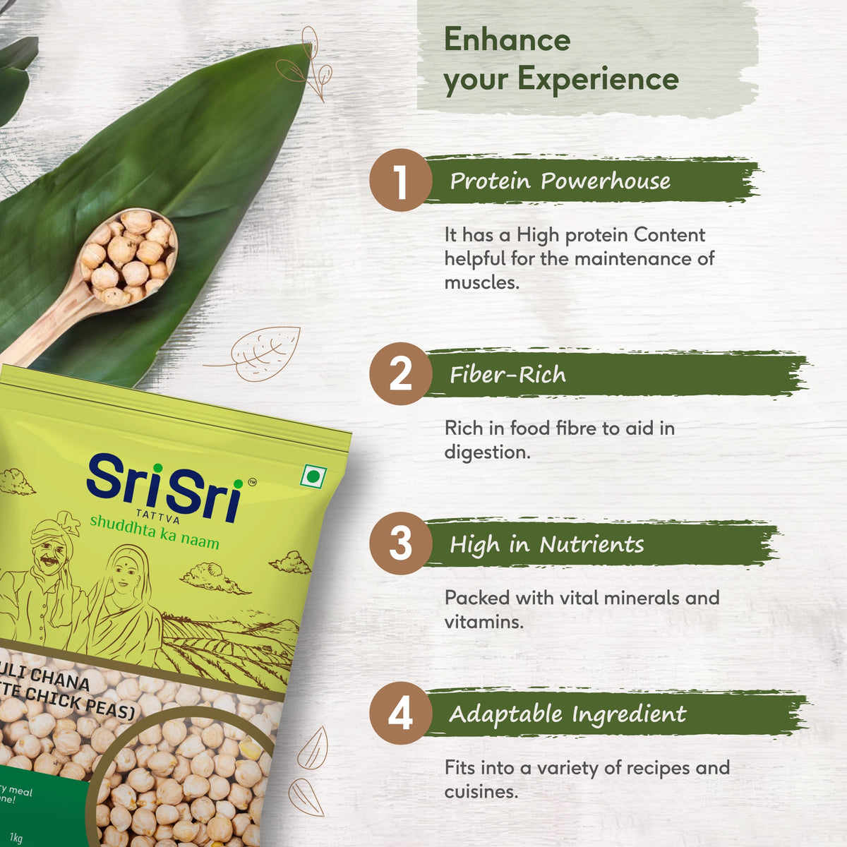 Sri Sri Tattva Kabuli Chana (White Chick Peas), 1 kg