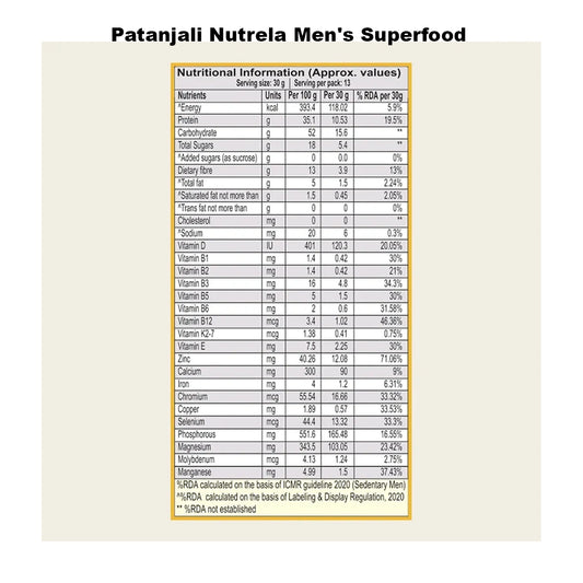 Patanjali Nutrela Men's Superfood + Dates & Almond Spread Combo (400G+180G)