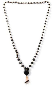 ASTRODIDI Designer Heart Shape Pendant Locket Black Beads and Golden Clamp Fashionable Locket For Girl and Women