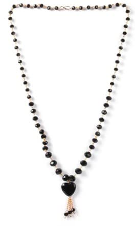 ASTRODIDI Designer Heart Shape Pendant Locket Black Beads and Golden Clamp Fashionable Locket For Girl and Women