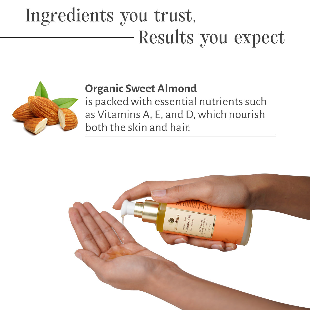 Sri Sri Tattva Organic Sweet Almond Oil, by Shankara - 100 ml