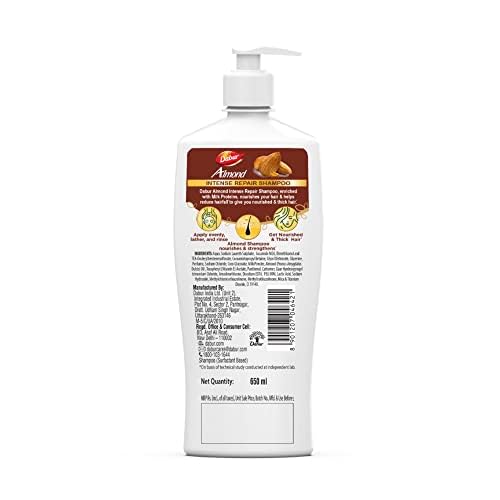 Dabur Almond Shampoo - 650 ml | For Nourished & Smooth Hair | Intense Nourishment | Helps in Hair Strenghtening | With Almond-Vita Complex & Milk Extracts
