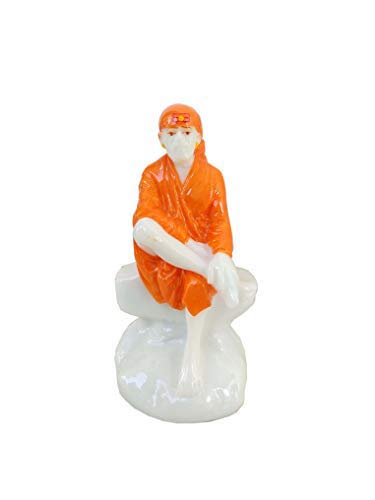 SHINDE EXPORTS Lord Saibaba Marble Idol for car Dashboard and Gifting (3.5 inches)