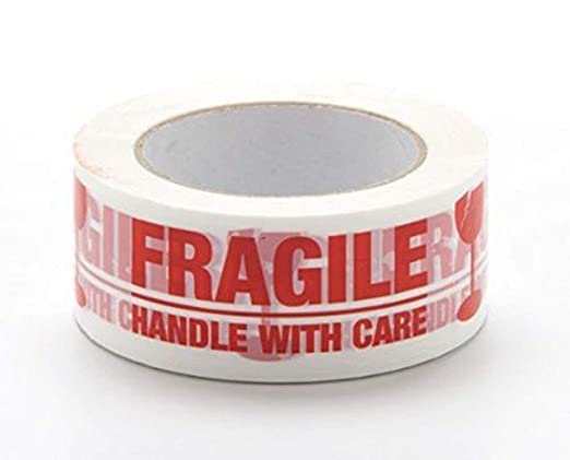 NMII Single Side Fragile (Handle with care) Adhesive Tape, 63.5 mm, 200 meter, 5 Rolls, Red-White