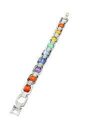 RUDRADIVINE Natural Chakra Stone Bracelet Silver Tone Energy Jewelry