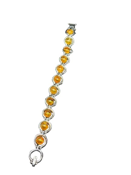 RUDRADIVINE Elegant Citrine Stone Bracelet for Men & Women | Premium Crystal Link Bracelet