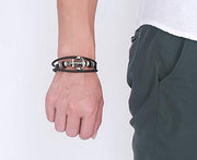 Shining Diva Fashion Leather Multi Strand Bracelet for Men and Boys