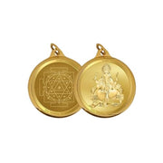 DIVINITI 24K Gold Plated Lord Ganesha & Yantra Double-Sided Pendant with Premium Gift Box, 22 mm Hindu Religious Locket, Luxury Spiritual Jewellery Gift for Men & Women