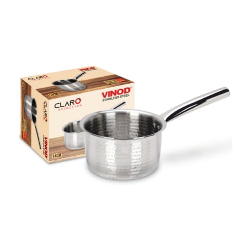 Vinod – Claro Heavy Gauge Stainless Steel Hammered Sauce Pan, 1.5 mm – (16cm)