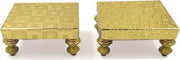 SHINDE EXPORTS Wooden Meenakari Bajot Velvet chowki for Idols and Pooja Articles (Multicolour)