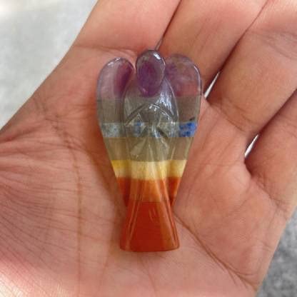 ASTRODIDI Seven Chakra 7 Chakras Angel Natural Crystal Stone Lucky Angel for Chakra Healing Size Approx 2 Inch (Multicolor)
