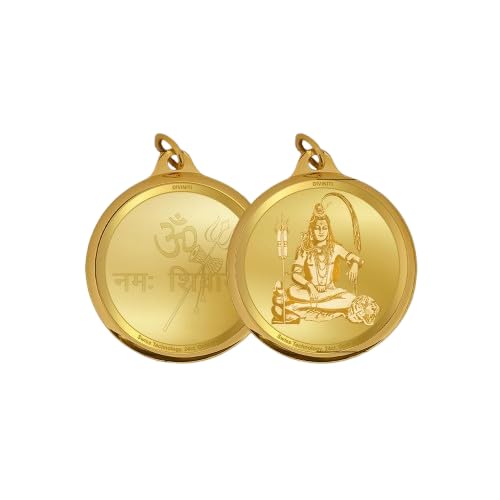DIVINITI 24K Gold Plated Double-Sided Religious Pendant with Premium Gift Box, Spiritual Locket for Men & Women, Devotional Jewellery for Gifting & Everyday Wear | Shiva & Om Namah Shivay-1