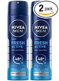 Nivea Unisex 2 Lots X Fresh Active Original 48 Hours Deodorant Spray , 150Ml