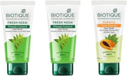 Biotique Face Wash Pack of 3 (2 Neem + 1 Papaya), 150 ml